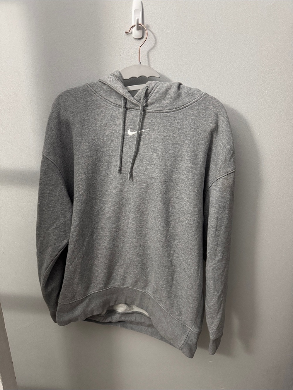 Nike Grey Heather Pullover Hoodie with Swoosh